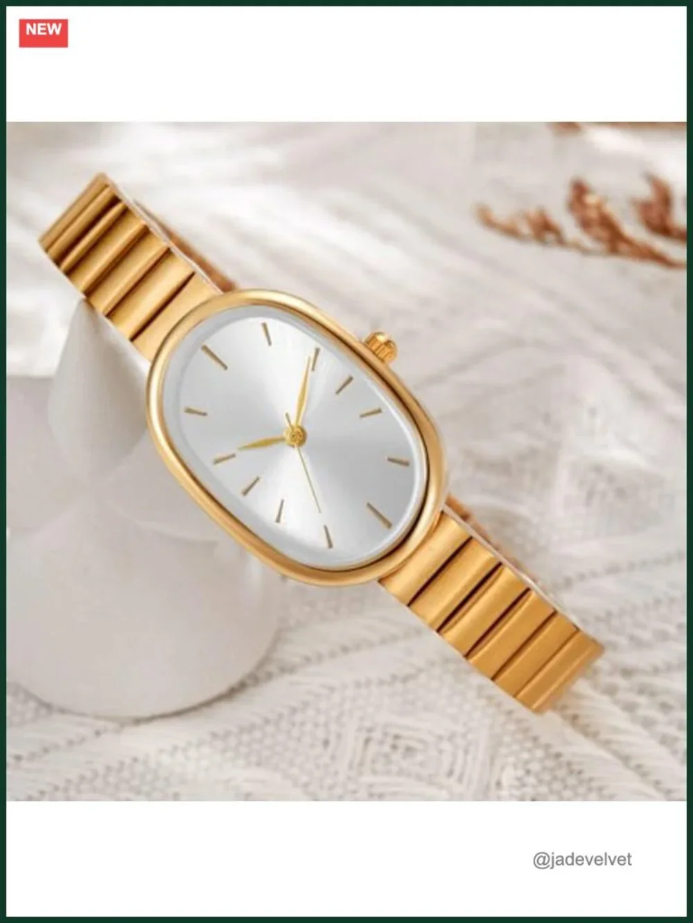 Oval Ultrathin Waterproof Wrist Watch with Metal Band
